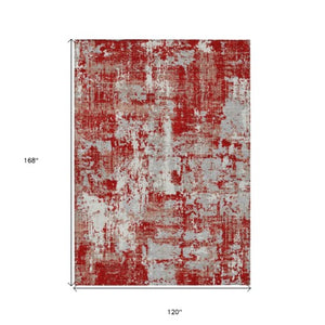 Homeroots 3' Black And Gray Abstract Washable Area Rug - Versatile Indoor Outdoor Design For Any Space 10' X 14' Polyester 597997