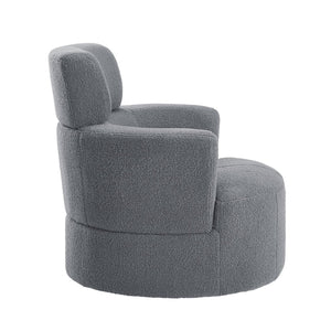 English Elm 360° Swivel Chair - Cozy Berber Fleece Barrel Accent Chair With Adjustable Headrest For Any Space N719P272676E