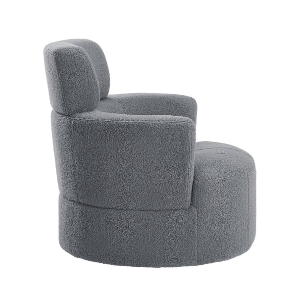 English Elm 360° Swivel Chair - Cozy Berber Fleece Barrel Accent Chair With Adjustable Headrest For Any Space N719P272676E
