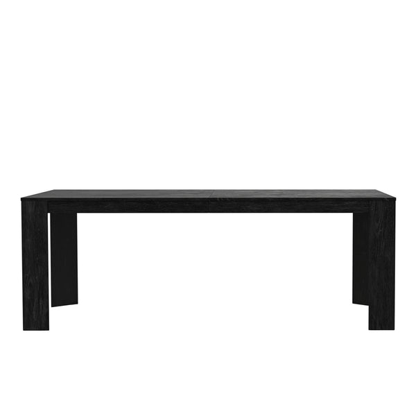 Alpine Furniture Carter Extension Dining Table: Stylish, Expansive Seating For 10 With Smooth Metal Glides & Storage Leaf Black Rubberwood Solids & Oak Veneer 5979blk-01-alpine
