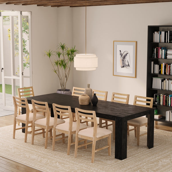 Alpine Furniture Carter Extension Dining Table: Stylish, Expansive Seating For 10 With Smooth Metal Glides & Storage Leaf Black Rubberwood Solids & Oak Veneer 5979blk-01-alpine