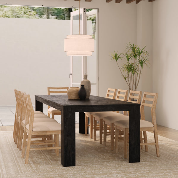 Alpine Furniture Carter Extension Dining Table: Stylish, Expansive Seating For 10 With Smooth Metal Glides & Storage Leaf Black Rubberwood Solids & Oak Veneer 5979blk-01-alpine