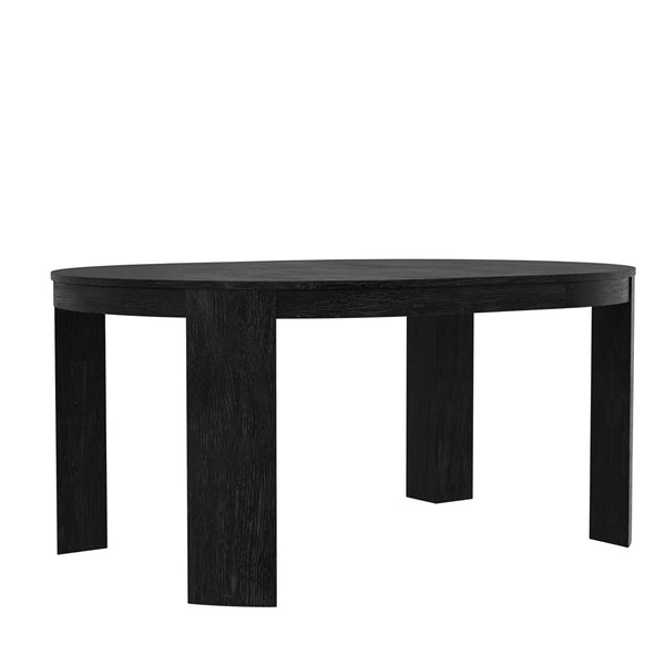 Alpine Furniture Carter Round Extension Dining Table: Elegant Design For Versatile Dining Experiences And Style Black Rubberwood Solids & Oak Veneer 5979blk-25-alpine
