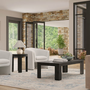 Alpine Furniture Carter Rectangular Coffee Table - Sleek Design For Modern Living Rooms, Easy Assembly And Elegance Black Rubberwood Solids & Oak Veneer 5979blk-61-alpine