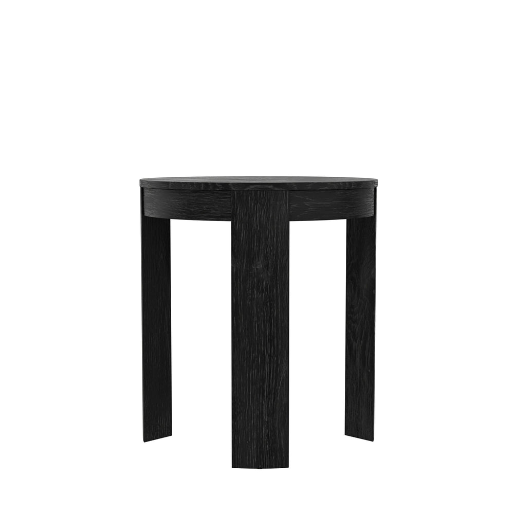 Alpine Furniture Carter Round End Table – Modern Sophistication And Style For Your Living Space, Easy Assembly Black Rubberwood Solids & Oak Veneer 5979blk-62-alpine