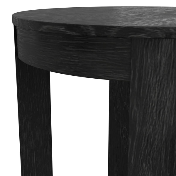 Alpine Furniture Carter Round End Table – Modern Sophistication And Style For Your Living Space, Easy Assembly Black Rubberwood Solids & Oak Veneer 5979blk-62-alpine