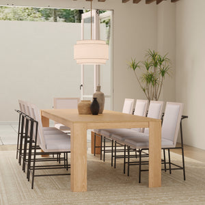 Alpine Furniture Carter Extension Dining Table: Stylish, Expansive Seating For 10 With Smooth Metal Glides & Storage Leaf Natural Rubberwood Solids & Oak Veneer 5979nat-01-alpine