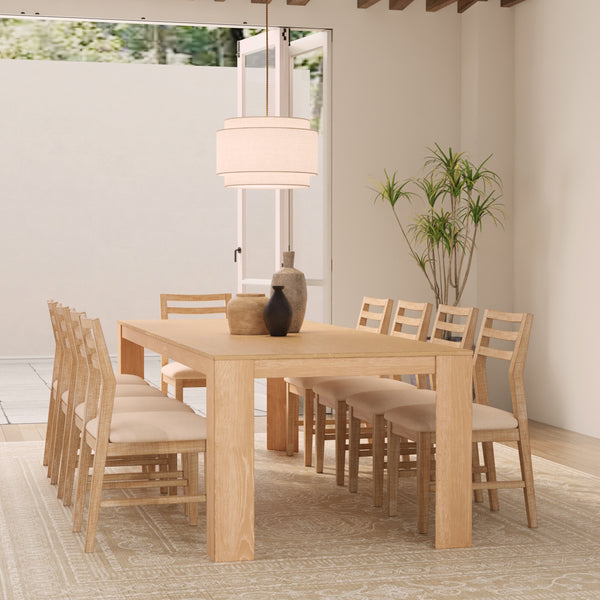 Alpine Furniture Carter Extension Dining Table: Stylish, Expansive Seating For 10 With Smooth Metal Glides & Storage Leaf Natural Rubberwood Solids & Oak Veneer 5979nat-01-alpine