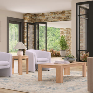 Alpine Furniture Carter Rectangular Coffee Table - Sleek Design For Modern Living Rooms, Easy Assembly And Elegance Natural Rubberwood Solids & Oak Veneer 5979nat-61-alpine