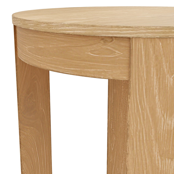Alpine Furniture Carter Round End Table – Modern Sophistication And Style For Your Living Space, Easy Assembly Natural Rubberwood Solids & Oak Veneer 5979nat-62-alpine