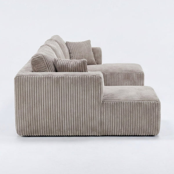 English Elm U Shape Modular Sectional Sofa Corduroy Upholstered Minimalist Living Room Couch Khaki W1919S00017