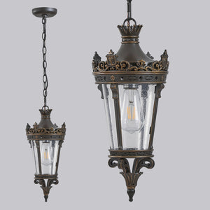 English Elm 18"(h) Crown Top Cast Aluminum Pendant Lantern Clear Glass Vintage Outdoor Porch Light W1340P209951