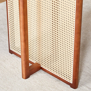 English Elm Chinese country retro solid dining table with imitation rattan legs, solid rubber frame, versatile desk Walnut W1151P154595