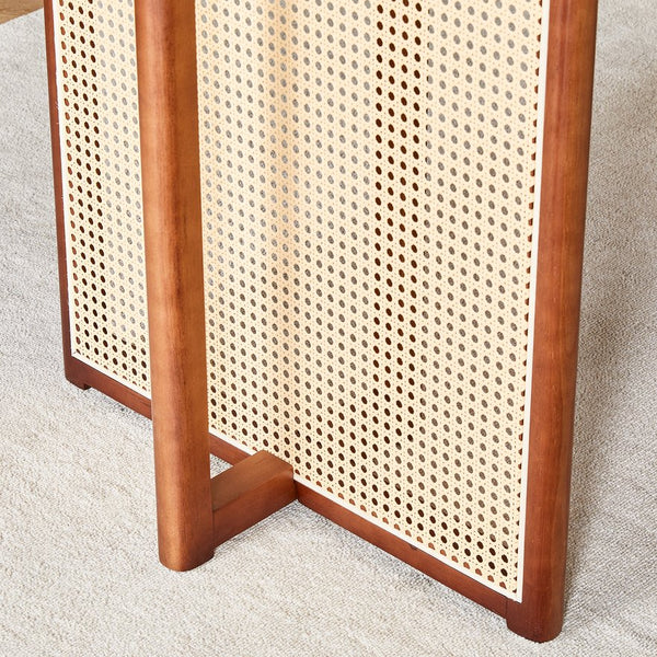 English Elm Chinese country retro solid dining table with imitation rattan legs, solid rubber frame, versatile desk Walnut W1151P154595