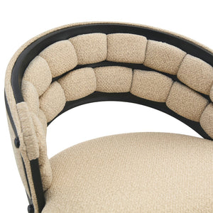 English Elm Set of 2 Chenille Upholstered Counter Stools with Iron Legs for Kitchen Islands Beige,Black W3875P370851