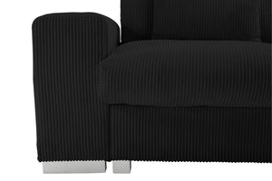 English Elm Nordic-style L-shaped flannel sofa with solid wood frame, ergonomic comfort and durable stain-resistant fabric for modern minimalist living room gatherings Black W2795S00029