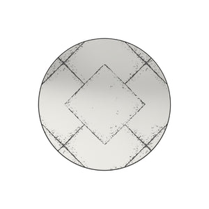 English Elm Round Iron Framed Wall Mirror with Weathered Etched Detail for Living Room or Foyer W3935P406810