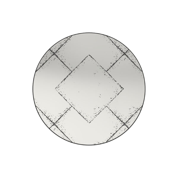 English Elm Round Iron Framed Wall Mirror with Weathered Etched Detail for Living Room or Foyer W3935P406810