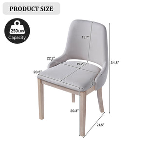 English Elm Wooden Linen Upholstered Dining Chairs Set of 2 — Sturdy Rubber Wood Frame, 300lb Capacity, Farmhouse Appeal Beige+Natural N842P300893A