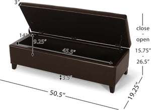 English Elm Christopher Knight Home® - HARTFORD Storage Ottoman Bench with Hidden Flip-Top Storage, Bonded Leather Upholstery, Sturdy Hardwood Frame Chocolate 73766.00PU