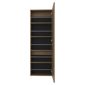 English Elm Wall 54" Mirrored Shoe Rack Cabinet – Natural Wood Wall-Mounted Organizer, 5 Shelves, 10-Pair Capacity, Eco-Friendly Warranty B097P296808
