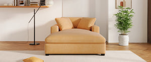 English Elm Mirod Oversized Chaise Lounge with Birch Legs Pillow Back Polyester Upholstered Seating Yellow N760P196662Y