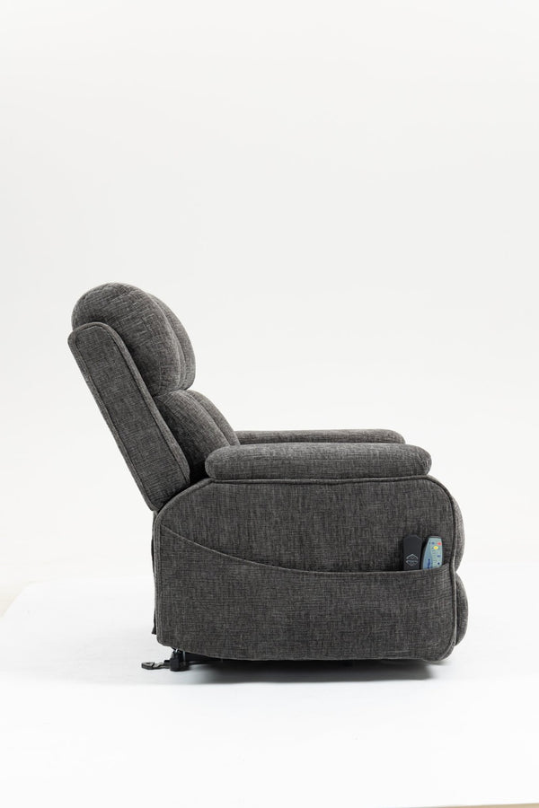 English Elm Oversized Power Lift Recliner with Heat Massage Lay Flat Design and Usb Charging Port Grey W547S00080