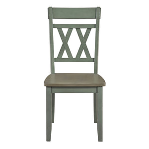 English Elm Modern Two-Tone Side Chairs Set of 2 Graywash Seat with Black Wood X-Back Farmhouse Dining Seating Teal 42 L x 20.5 W x 10.5 H B011P401430