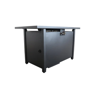 English Elm 25" Black Steel Outdoor Fire Pit Table with Lid, Stainless Top, Lava Rocks, Cover & Side Door B120P205629