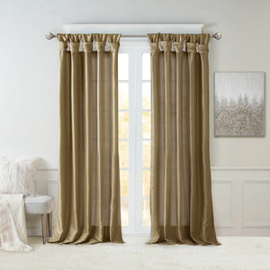 JLA Home Madison Park - Twist Madison Park Emilia Faux Silk Lined Curtain Panel with Twist Tab Top for Tailored Elegance Bronze MP40-3561