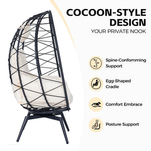 English Elm Oversized Swivel Rattan Egg Chair Hand Woven Wicker Lounge for Patio or Indoors T5880P500998