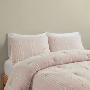 English Elm 3 Piece INK+IVY Kara Cotton Jacquard Comforter Set King/Cal King Blush Ivory OEKO-TEX 250gsm B03596419