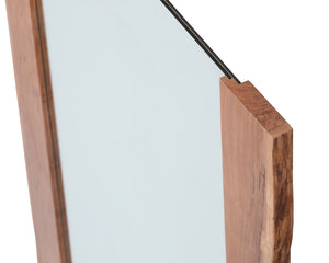 Sunpan Fontana Floor Mirror with Rustic Live-Edge Acacia Wood Frame and Anti-Tip Kit for Glamorous Décor Natural