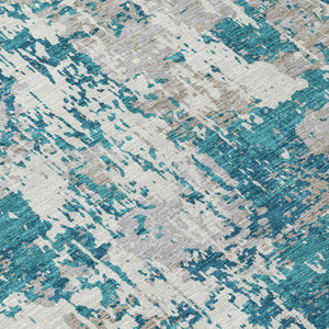 Homeroots 3' Black And Gray Abstract Washable Area Rug - Versatile Indoor Outdoor Design For Any Space 8' Round Polyester 598000