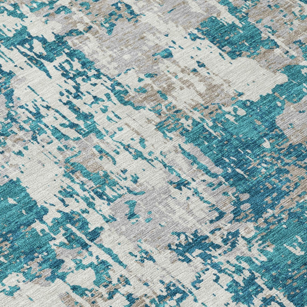 Homeroots 3' Black And Gray Abstract Washable Area Rug - Versatile Indoor Outdoor Design For Any Space 8' Round Polyester 598000