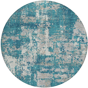 Homeroots 3' Black And Gray Abstract Washable Area Rug - Versatile Indoor Outdoor Design For Any Space 8' Round Polyester 598000