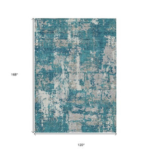 Homeroots 3' Black And Gray Abstract Washable Area Rug - Versatile Indoor Outdoor Design For Any Space 10' X 14' Polyester 598003