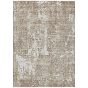 HomeRoots 5' Taupe and Ivory Abstract Area Rug – Stylish, Washable Design for Indoor and Outdoor Living Spaces 5' X 8' 598005