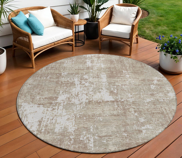 Homeroots 3' Black And Gray Abstract Washable Area Rug - Versatile Indoor Outdoor Design For Any Space 8' Round Polyester 598006