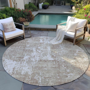 Homeroots 3' Black And Gray Abstract Washable Area Rug - Versatile Indoor Outdoor Design For Any Space 8' Round Polyester 598006
