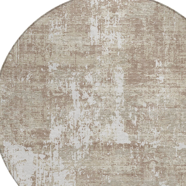 Homeroots 3' Black And Gray Abstract Washable Area Rug - Versatile Indoor Outdoor Design For Any Space 8' Round Polyester 598006