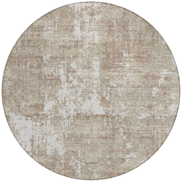 Homeroots 3' Black And Gray Abstract Washable Area Rug - Versatile Indoor Outdoor Design For Any Space 8' Round Polyester 598006