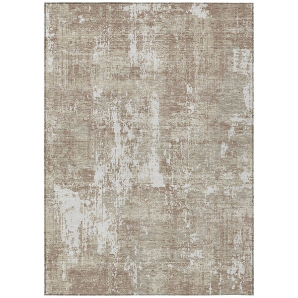 HomeRoots 5' Taupe and Ivory Abstract Area Rug – Stylish, Washable Design for Indoor and Outdoor Living Spaces 8' X 10' 598007