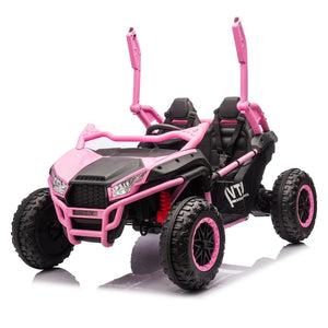 English Elm 24v Two Seater Kids Utv with Parental Remote Dual Motors Four Wheel Suspension Led Pink W1578P198434