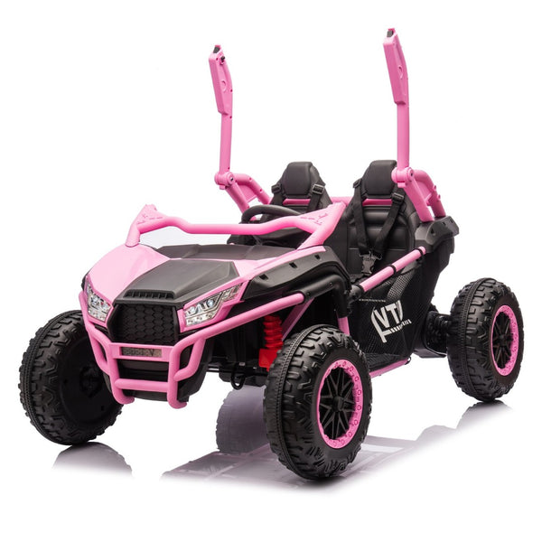 English Elm 24v Two Seater Kids Utv with Parental Remote Dual Motors Four Wheel Suspension Led Pink W1578P198434