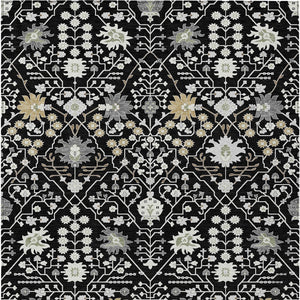 Homeroots 3' Artichoke Green Gray Ivory Oriental Washable Area Rug For Indoor And Outdoor Spaces, Durable Design 5' X 8' Polyester 598023