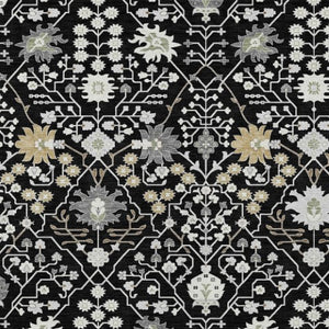 Homeroots 3' Artichoke Green Gray Ivory Oriental Washable Area Rug For Indoor And Outdoor Spaces, Durable Design 5' X 8' Polyester 598023