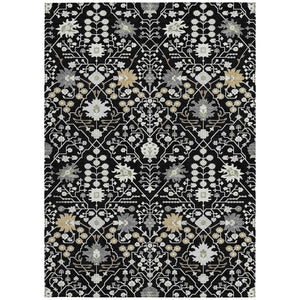 Homeroots 3' Artichoke Green Gray Ivory Oriental Washable Area Rug For Indoor And Outdoor Spaces, Durable Design 8' X 10' Polyester 598025