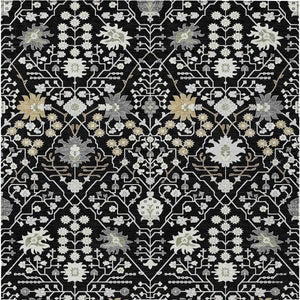 Homeroots 3' Artichoke Green Gray Ivory Oriental Washable Area Rug For Indoor And Outdoor Spaces, Durable Design 9' X 12' Polyester 598026