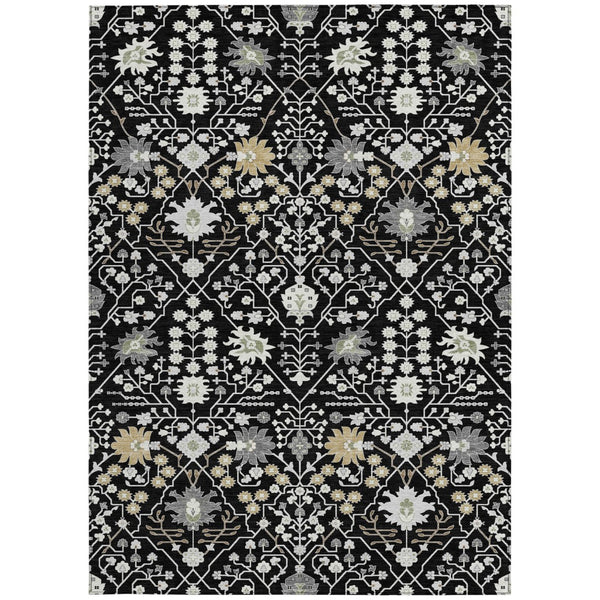 Homeroots 3' Artichoke Green Gray Ivory Oriental Washable Area Rug For Indoor And Outdoor Spaces, Durable Design 10' X 14' Polyester 598027